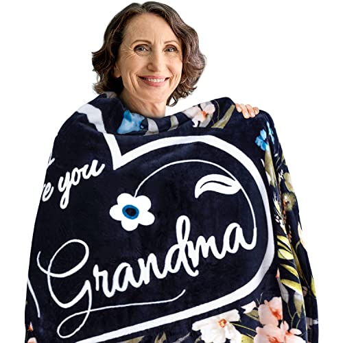 Mothers Day Gifts for Grandma, Gifts for Grandma Blanket, Grandma Gifts from Grandkids, Best Grandma Gifts, Grandma Birthday Gifts from Grandchildren, Throw Blanket 65”x50” (Flowers)