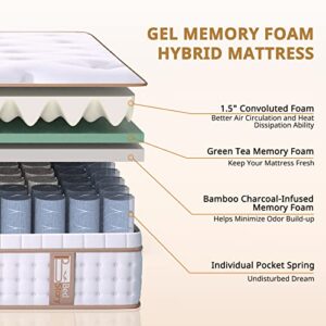 BedStory 12" Hybrid King Mattress in a Box, Gel Memory Foam Mattress with Pocket Spring, Medium Firm Mattress with Dual Brim Design for Supportive&Pressure Relieving&Motion Isolated Sleep, Made in USA