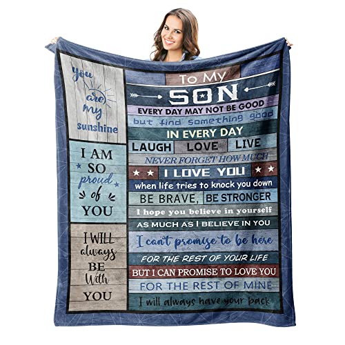 Son Valentines Day Gifts from Mom and Dad - Graduation Gifts Birthday Gifts for Son - To My Son - Son Gifts from Mother for His Birthday - Best Gift Ideas for Son - Throw Blankets for Bed Sofa 60"X50"