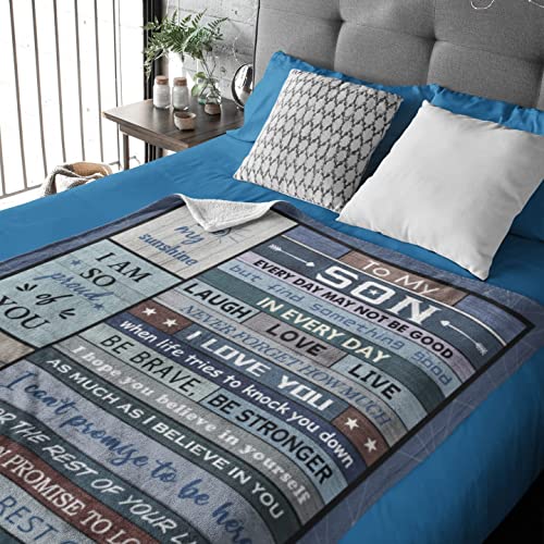 Son Valentines Day Gifts from Mom and Dad - Graduation Gifts Birthday Gifts for Son - To My Son - Son Gifts from Mother for His Birthday - Best Gift Ideas for Son - Throw Blankets for Bed Sofa 60"X50"