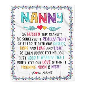 centurytee personalized nanny blanket from kids we hugged this blanket nanny birthday mothers day christmas customized gifts fleece blanket (60 x 80 inches - adult size)
