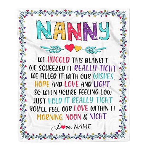 CenturyTee Personalized Nanny Blanket from Kids We Hugged This Blanket Nanny Birthday Mothers Day Christmas Customized Gifts Fleece Blanket (60 x 80 Inches - Adult Size)