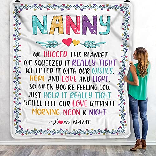 CenturyTee Personalized Nanny Blanket from Kids We Hugged This Blanket Nanny Birthday Mothers Day Christmas Customized Gifts Fleece Blanket (60 x 80 Inches - Adult Size)