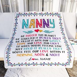 CenturyTee Personalized Nanny Blanket from Kids We Hugged This Blanket Nanny Birthday Mothers Day Christmas Customized Gifts Fleece Blanket (60 x 80 Inches - Adult Size)