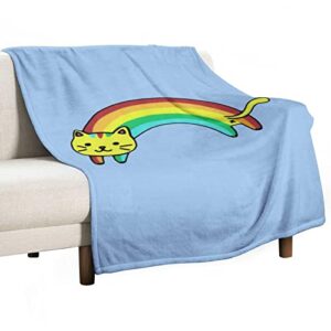 rainbow cat throw blanket for couch bed flannel lap blanket lightweight cozy plush blanket for all seasons 30"x50"