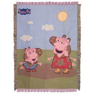 northwest pig muddy peppa george woven tapestry throw blanket