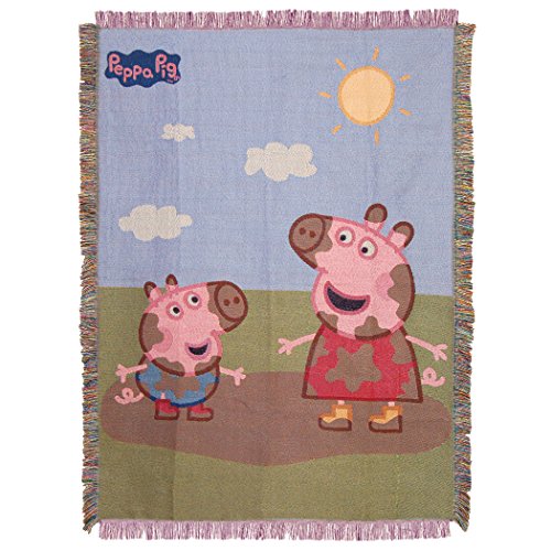 Northwest Pig Muddy Peppa George Woven Tapestry Throw Blanket