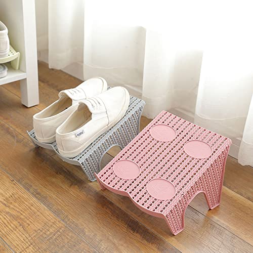 5PCS Plastic Shoe Slots Double-Row Shoe Rack High Heel Storage Organizer Space Saving Shoe Organizer for Bedroom (Pink)