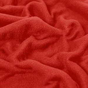 Dreamscene Large Warm Polar Fleece Throw Over Soft Blanket Luxury Plain Sofa Bed (Medium - 50" x 60", Red)