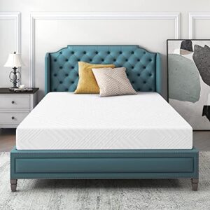 iululu 8 inch full size memory foam mattress, bed in a box green tea gel infused mattresses, breathable removable quilted cover, medium feeling, white