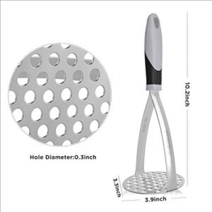 Joyoldelf Heavy Duty Potato Masher, Stainless Steel Integrated Masher Kitchen Tool & Food Masher/Potato Smasher with Non-slip Handle, Perfect for Bean, Vegetable, Fruits, Baby Food, Avocado, Meat