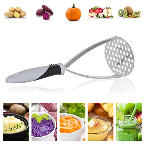 Joyoldelf Heavy Duty Potato Masher, Stainless Steel Integrated Masher Kitchen Tool & Food Masher/Potato Smasher with Non-slip Handle, Perfect for Bean, Vegetable, Fruits, Baby Food, Avocado, Meat