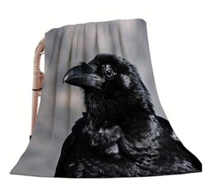 hgod designs raven throw blanket,wild animal bird black raven soft warm decorative throw blanket for bed chair couch sofa 30"x40"