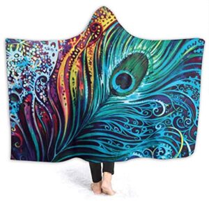 dinosaur whisperer microfiber flannel blankets for couch, bed, sofa ultra luxurious warm and cozy for all seasons (sacred bird peacock feather, small (50 in x 40 in))