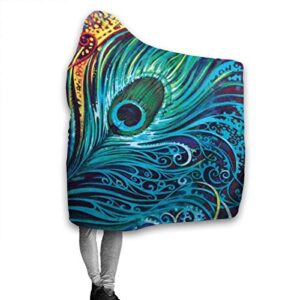 Dinosaur Whisperer Microfiber Flannel Blankets for Couch, Bed, Sofa Ultra Luxurious Warm and Cozy for All Seasons (Sacred Bird Peacock Feather, Small (50 in x 40 in))