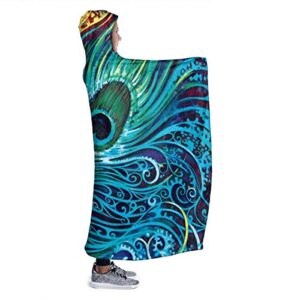 Dinosaur Whisperer Microfiber Flannel Blankets for Couch, Bed, Sofa Ultra Luxurious Warm and Cozy for All Seasons (Sacred Bird Peacock Feather, Small (50 in x 40 in))