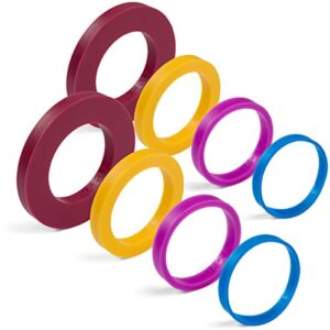 greenolive rolling pin guide ring spacer bands (8 piece set) multicolored flexible silicone slip on baking accessories fit 1 3/4” to 2” wide dough rollers