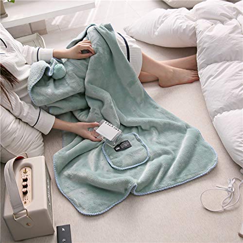 Desilife Home Wearable Throw Blanket Button Shawl (26 x 68 inch) for Women Girl - Multi Function Sofa Car Chair Fleece Throws - Household Travel Warming Wrap Faux Fur Mink Sherpa Velvet Solid Green