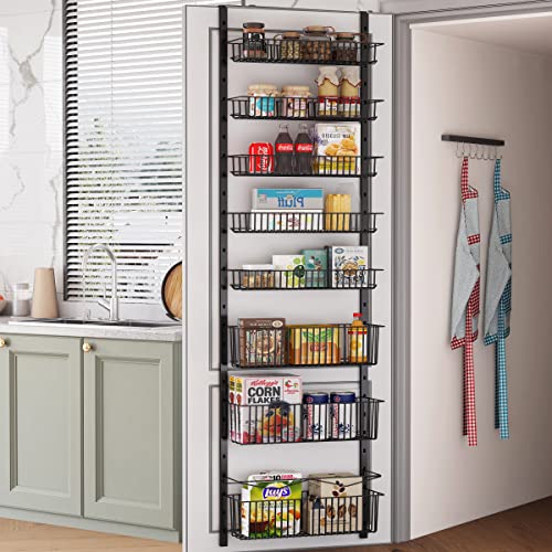 COVAODQ 8-Tier Pantry Door Organization and Storage Over the Door Pantry Organizer Metal Hanging Kitchen Spice Rack Can Organizer