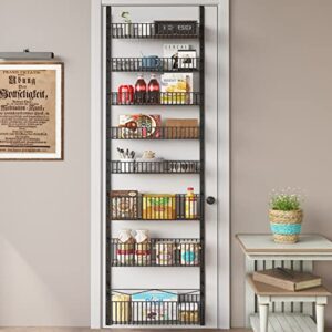 COVAODQ 8-Tier Pantry Door Organization and Storage Over the Door Pantry Organizer Metal Hanging Kitchen Spice Rack Can Organizer
