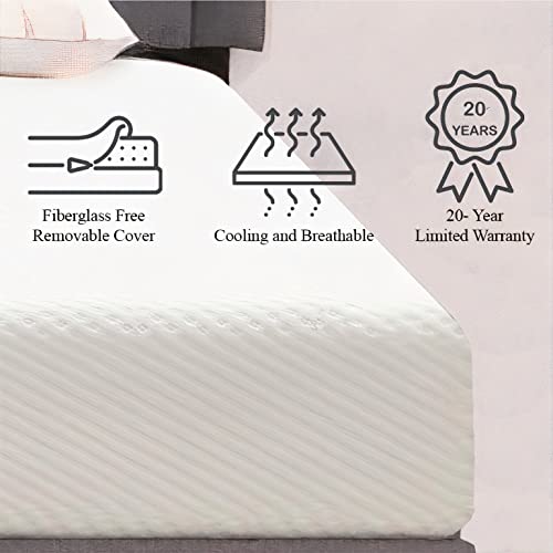 Irvine Home Collection Full Size 6-Inch, Cooling Gel Memory Foam Mattress, Medium Firm, Cool Sleep and Pressure Relief, CertiPUR-US Certified, Great for Kids, Bunk Beds, Trundles, Campers, Daybeds