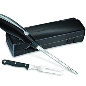 Hamilton Beach Electric Knife for Carving Meats, Poultry, Bread, Crafting Foam and More, Storage Case and Serving Fork Included, Black