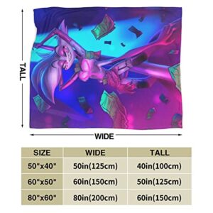 Woodyotime Angel Dust Hazbin Hotel 1 Throw Blanket, Super Soft Lightweight Flannel Fleece Blankets for Bed Couch Sofa, All Season Warm Cozy Fuzzy Plush Microfiber Blanket for Hot Sleepers 60"X50"