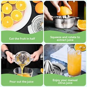 TRUSBER Citrus Hand Lemon Juicer, Stainless Steel Citrus Manual Juicer Squeezer with Strainer & Bowl for Lemon,Orange,Grapefruit - Dishwasher Safe