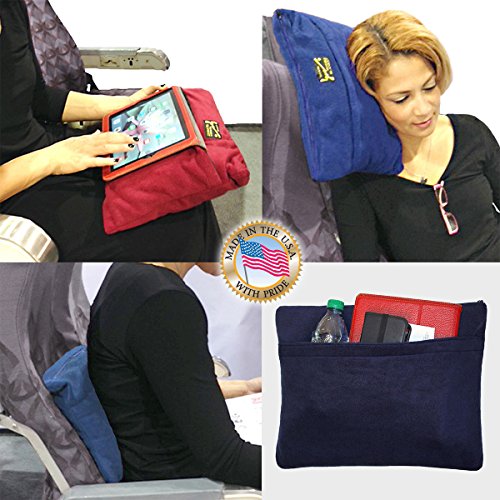 The Smart Blanket - 6 in 1 - Throw Blanket, Pillow, Detachable Foot Warmer, Privacy Hood, Secure Pouch Pocket, Wearable Blanket - Made in USA - Size: L / XL - Color: Navy