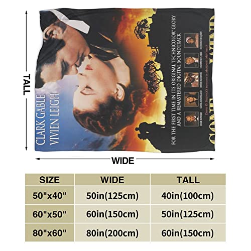 XUKE Gone with The Wind Multifunctional Blanket Ultra-Soft Micro Fleece Blanket, Super Soft, Warm, Cozy, Plush, Fuzzy,for Couch, Sofa, Living Room Or Bed Suite for All Season (80*60inch)