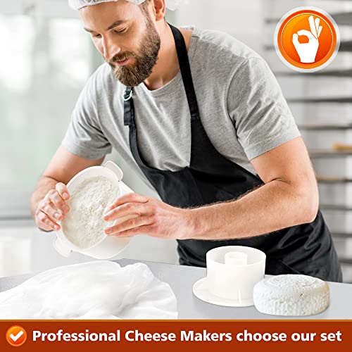 Grand Way Cheese Mold with a Follower and Cheesecloth – Cheese Making Kit – Cheesemaking Supplies – Cheese Set for Press – Reusable Cheesecloth – 100% Cotton Cloth for Straining – Paneer Maker