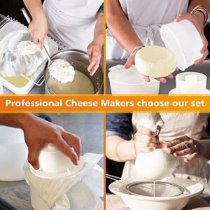 Grand Way Cheese Mold with a Follower and Cheesecloth – Cheese Making Kit – Cheesemaking Supplies – Cheese Set for Press – Reusable Cheesecloth – 100% Cotton Cloth for Straining – Paneer Maker