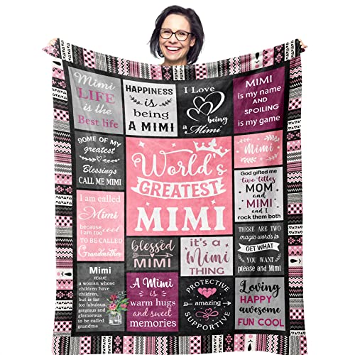 Ruvinzo Mimi Gifts, Mimi Gifts for Grandma, Grandma Birthday Gifts, Great Grandma Gifts for Mimi Grandma, Nana Gifts for Grandma, Grandmother Gift Ideas, Mimi Mother’s Day Gigi Gift Blanket 60” x 50”