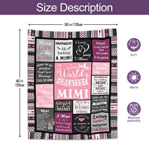 Ruvinzo Mimi Gifts, Mimi Gifts for Grandma, Grandma Birthday Gifts, Great Grandma Gifts for Mimi Grandma, Nana Gifts for Grandma, Grandmother Gift Ideas, Mimi Mother’s Day Gigi Gift Blanket 60” x 50”