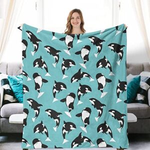 killer whale orca soft cozy luxury bed blanket microfiber fleece blanket all season lightweight throw for the bed… (s)