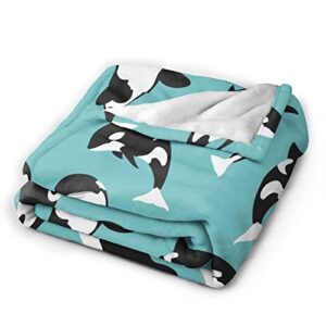 Killer Whale Orca Soft Cozy Luxury Bed Blanket Microfiber Fleece Blanket All Season Lightweight Throw for The Bed… (S)