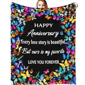 zcbeq wedding anniversary blanket gifts couple romantic anniversary throw blanket happy anniversary for him her wife husband parents 60"x50"