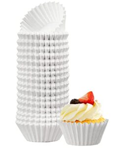 lotfancy white mini cupcake liners 500pcs, small muffin liners, greaseproof paper baking cups, cupcake wrappers for birthday, holidays, no smell, bottom 1.25 inch width