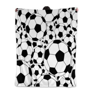 fleece soccer blanket super soft plush throw blanket cozy warm bed blankets lightweight microfiber flannel blankets for couch, bed, sofa (40" x 50")