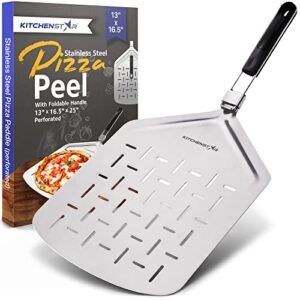 KitchenStar Pizza Cutter Rocker 16 inch + Pizza Paddle with Folding Handle (13 x 16.5") - Pizza Making Set Bundle