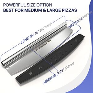 KitchenStar Pizza Cutter Rocker 16 inch + Pizza Paddle with Folding Handle (13 x 16.5") - Pizza Making Set Bundle