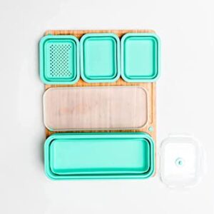 TidyBoard Meal Prep System - Bamboo Cutting Board - The Quick & Easy Meal Prep Solution, Teal