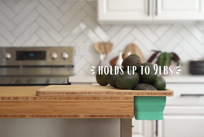 TidyBoard Meal Prep System - Bamboo Cutting Board - The Quick & Easy Meal Prep Solution, Teal