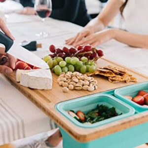 TidyBoard Meal Prep System - Bamboo Cutting Board - The Quick & Easy Meal Prep Solution, Teal