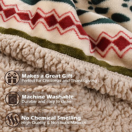 Catalonia Christmas Sherpa Throw Blanket, Xmas Theme Throws for Couch Bed, Plush Blanket | Super Soft, Warm, Fluffy, Comfy, 60x80 inches