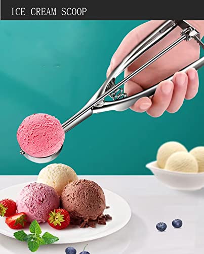 X-WLANG 3PCS Cookie Scoop Set,Upgraded Stainless Steel Ice Cream Scoop with Trigger Release, Large/Medium/Small Cookie Scooper for Baking, Cookie, Fruit and Ice Cream,Silver