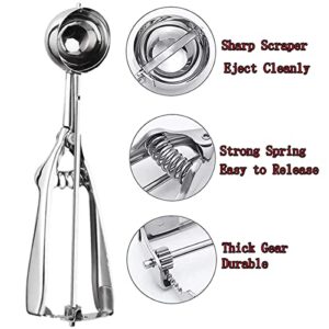 X-WLANG 3PCS Cookie Scoop Set,Upgraded Stainless Steel Ice Cream Scoop with Trigger Release, Large/Medium/Small Cookie Scooper for Baking, Cookie, Fruit and Ice Cream,Silver