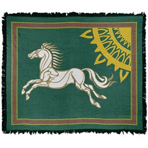 logovision the lord of the rings blanket, 50"x60" rohan banner woven tapestry cotton blend fringed throw blanket