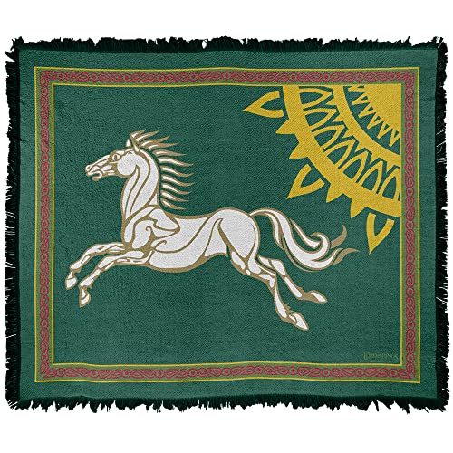 LOGOVISION The Lord of The Rings Blanket, 50"x60" Rohan Banner Woven Tapestry Cotton Blend Fringed Throw Blanket