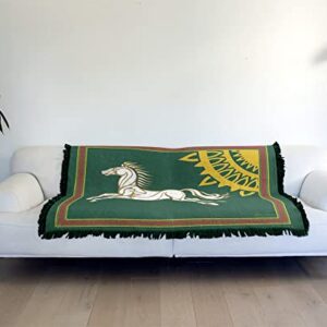 LOGOVISION The Lord of The Rings Blanket, 50"x60" Rohan Banner Woven Tapestry Cotton Blend Fringed Throw Blanket